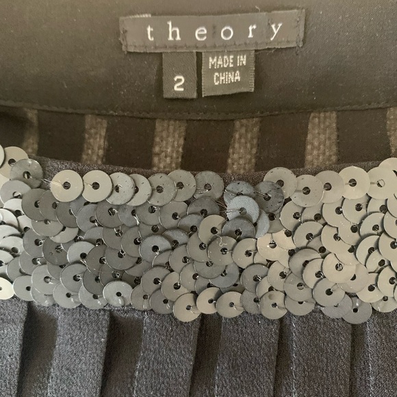 SZ 2 Theory Black Mini Long Sheer Sleeve Dress - Picture 3 of 7